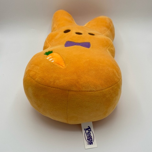 Peeps Bunny Plush Toy Orange Bow Tie Carrot Pillow Stuffed Animal 13 Inch Spring - Picture 6 of 6